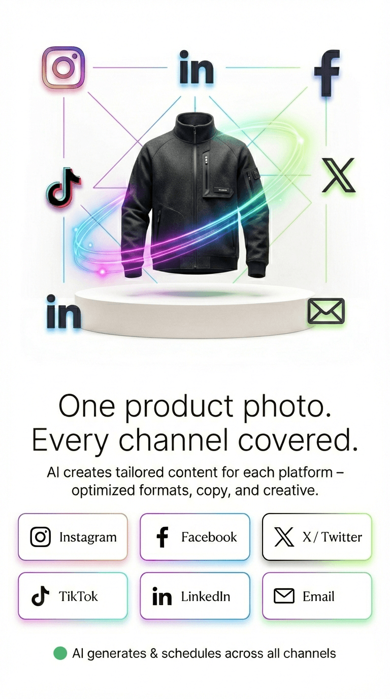 AI-powered multichannel marketing from a single product photo